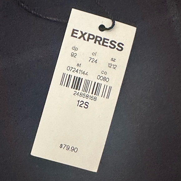 NWT! Express Columnist Dark Blue Plaid Barely Boot High Rise Pants in 12 Short - Picture 9 of 10